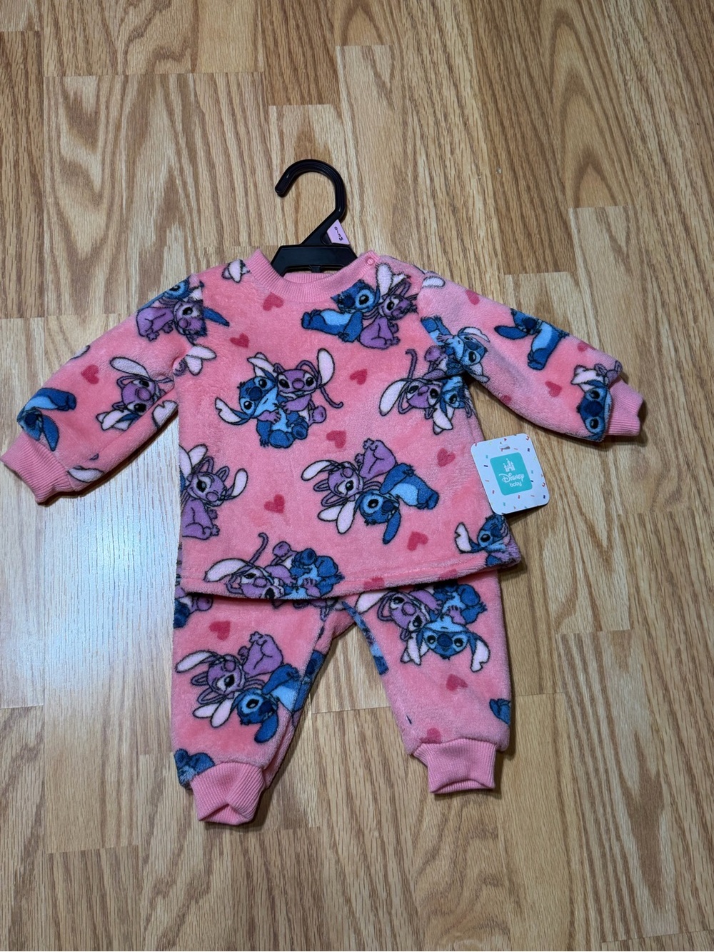 Disney Baby Lilo & Stitch Pink 2 Piece Fleece Outfit Set Infant 0-3M